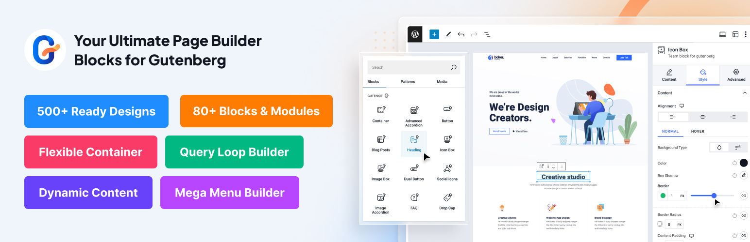 GutenKit Blocks Pro v2.1.6 - Gutenberg 页面构建器模块
